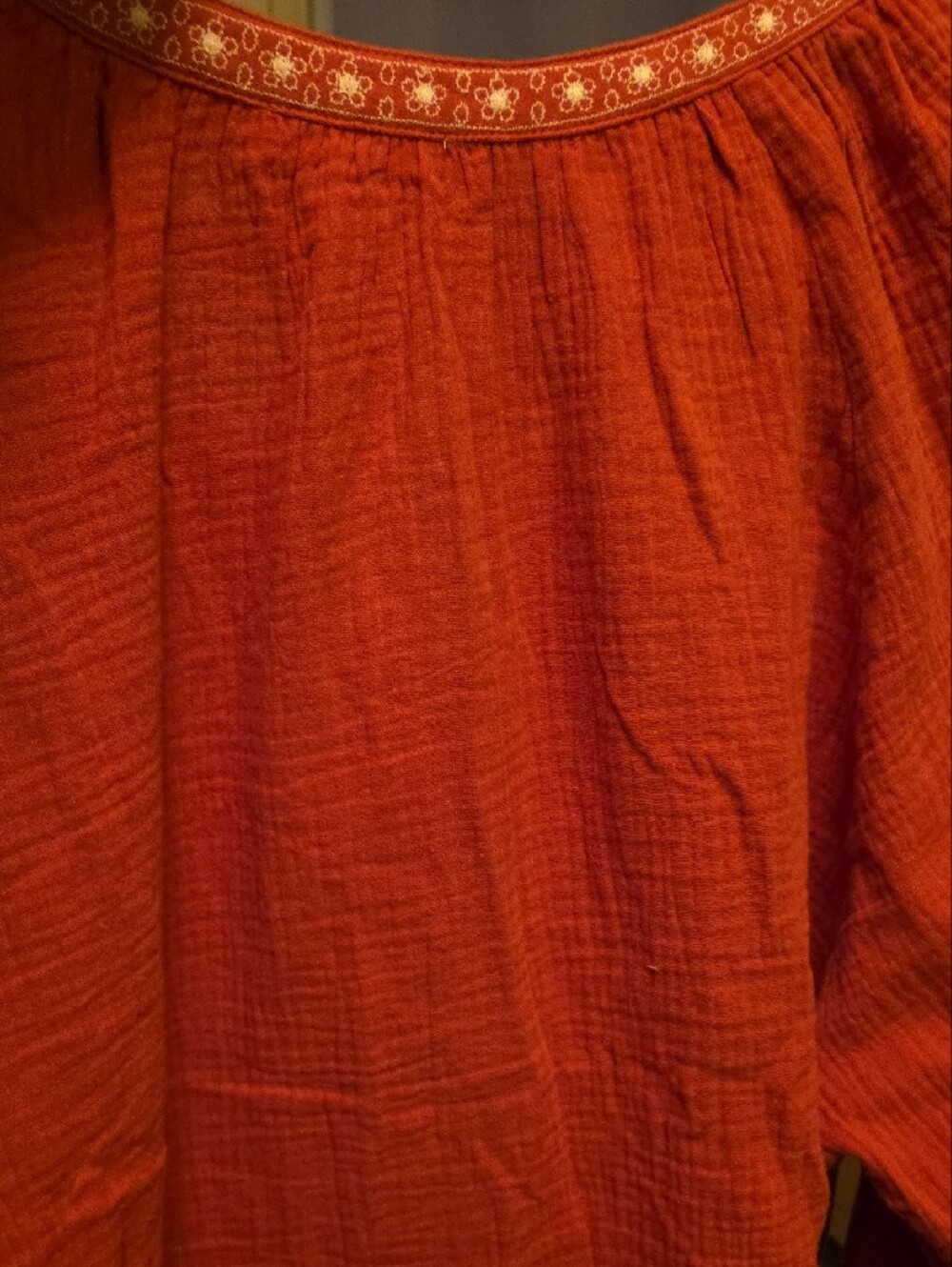 easel Embroidered Tassel Peasant Tunic - Rust - Picture 5 of 12